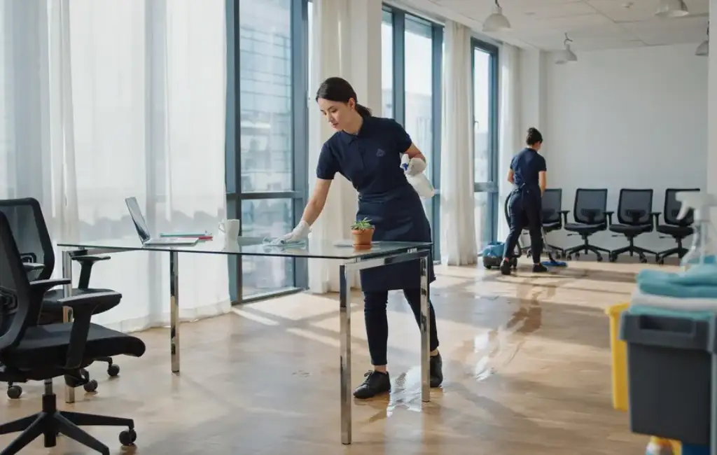 Cleaning office staff